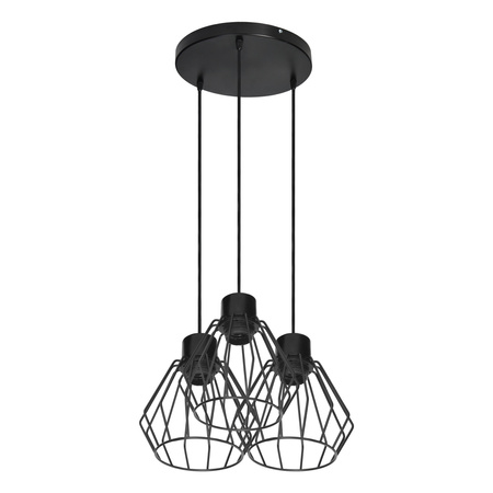 PINO lampa wisząca, moc max. 3x60W, E27, czarna, podstawa okrągła