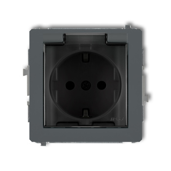 KARLIK DECO 28DGPB-1sdp Gniazdo bryzgoszczelne z uziemieniem SCHUKO 2P+Z (klapka dymna