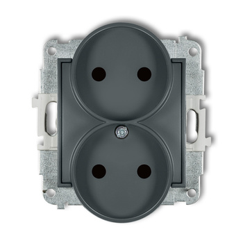 KARLIK ICON 28IGPR-2p  Gniazdo podwójne do ramki bez uziemienia 2x2P (przesłony torów prądowych)