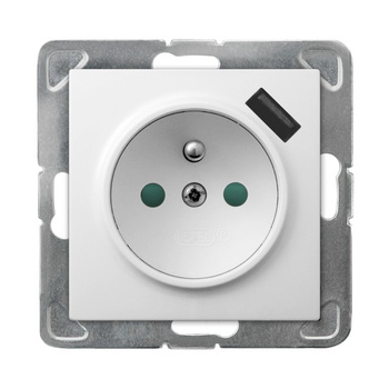 OSPEL IMPRESJA GP-1YZPUSB/m/00 Gniazdo z/u z przesłonami, ładowarka USB