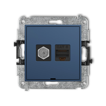 KARLIK MINI 64MGFKBO-3 Mechanizm gniazda antenowego poj. typu F (SAT) + gniazda komp. poj. 1xRJ45, kat. 6, 8-stykowy, bez pola opisowego