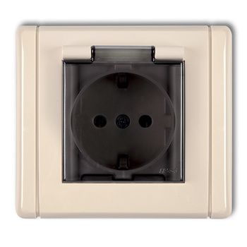 KARLIK FLEXI 1FGPB-1sdp  Gniazdo bryzgoszczelne z uziemieniem SCHUKO 2P+Z (klapka dymna