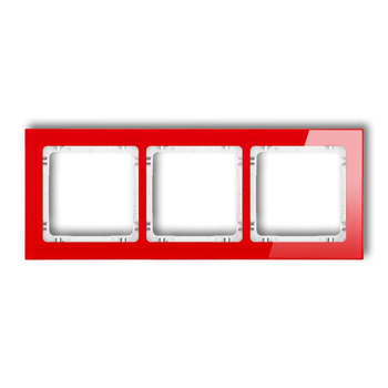 KARLIK DECO 17-0-DRS-3 Ramka uniwersalna potrójna - efekt szkła (ramka: czerwona; spód: biały)