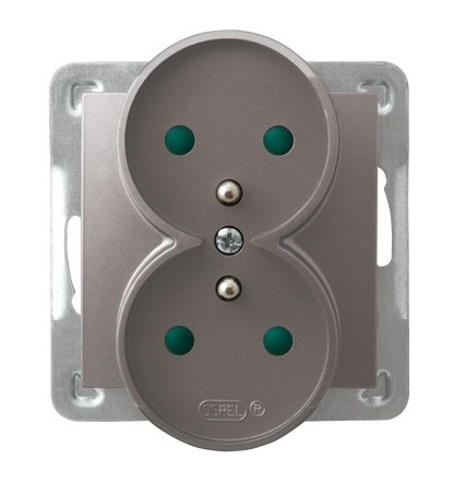 OSPEL IMPRESJA GP-2YRZP/m/23 Gniazdo podwójne z/u przesłony torów moduł