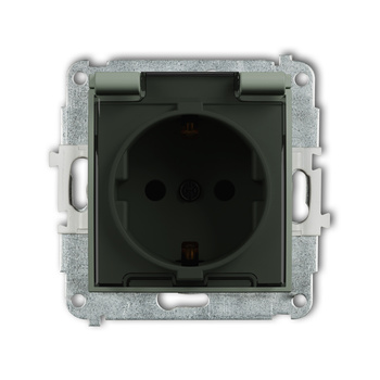 KARLIK MINI 61MGPB-1sdp Mechanizm gniazda bryzgoszczelnego z uziemieniem SCHUKO 2P+Z (klapka dymna, przesłony torów prądowych)
