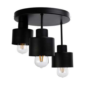 LISA oprawa ścienno-sufitowa, moc max. 3x60W, E27, czarna, podstawa okrągła, wielopoziomowa, stałe głowice lampy