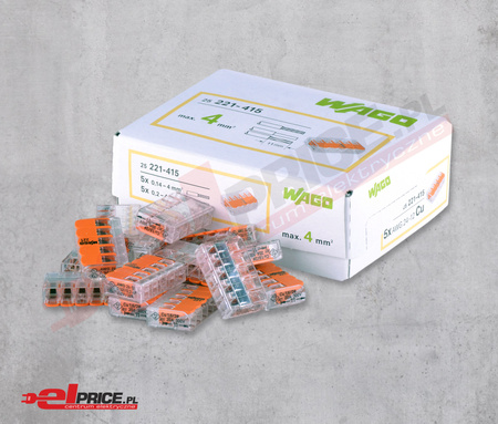 WAGO 221-415 SZYBKOZŁĄCZKA ZŁĄCZKA 5x4mm ZWORA 100 SZT