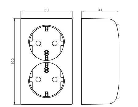 OSPEL BIS GN-2BSP/24 Gniazdo podwójne z uziemieniem schuko z przesłonami torów prądowych