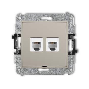 KARLIK ICON 60IGTBO-2 Mechanizm gniazda telefonicznego podwójnego 2xRJ11, 4-stykowy, beznarzędziowe, bez pola opisowego