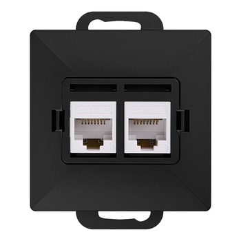 Gniazdo 2xRJ45 Cat5 Pearl, RJ45-5CAT/P2, czarny