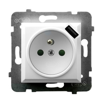 Ospel aria gp-1uzpusb/m/00 Gniazdo pojedyncze z/u z ładowarką USB