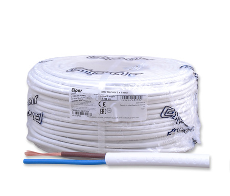 ELPAR Przewód kabel H03VV-F OMY 300/300V 2x1 mm2 biały 5901854409702