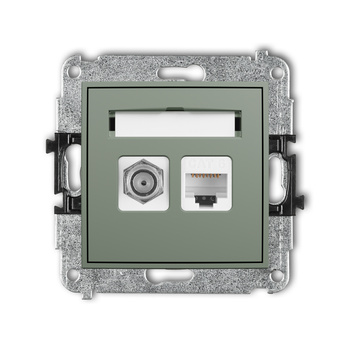 KARLIK ICON 61IGFK-3 Mechanizm gniazda antenowego poj. typu F (SAT) + gniazda komp. poj. 1xRJ45, kat. 6, 8-stykowy