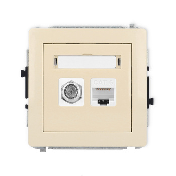 KARLIK DECO 1DGFK-3  Gniazdo antenowe pojedyńcze typu F (SAT) + gniazda komp. poj. 1xRJ45