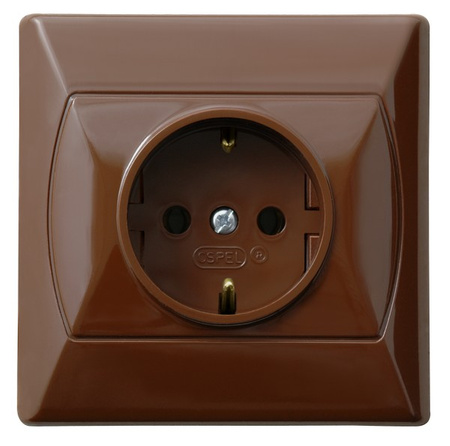 OSPEL AKCENT GP-1AS/24 Gniazdo pojedyncze z uziemieniem schuko brąz