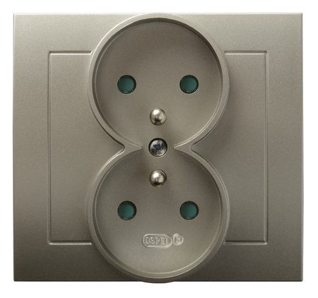 OSPEL KIER GP-2WZP/45 Gniazdo podwójne z uziemieniem z przesłonami