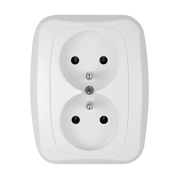Gniazdo podwójne p/t 2x2p+Z 16A, 250V, ATUT, biały