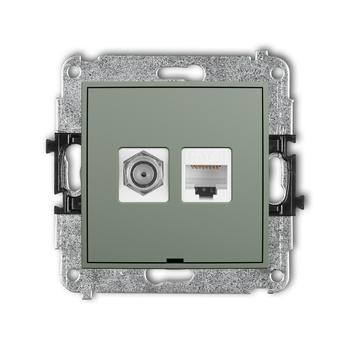 KARLIK MINI 61MGFKBO-3 Mechanizm gniazda antenowego poj. typu F (SAT) + gniazda komp. poj. 1xRJ45, kat. 6, 8-stykowy, bez pola opisowego