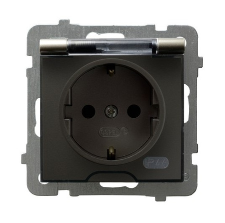 Ospel as GPH-1GS/m/45/d Gniazdo bryzgoszczelne z uziemieniem schuko IP-44 wieczko przezroczyste