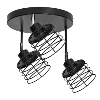 ISLA oprawa ścienno-sufitowa, moc max. 3x60W, E27, czarna, podstawa okrągła, wielopoziomowa, ruchome głowice lampy