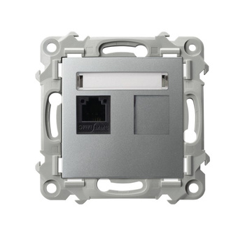 OSPEL SZAFIR GPT-1Z/m/18 Gniazdo telefoniczne pojedyncze srebro