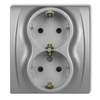 KARLIK LOGO 7LGP-2sp  Gniazdo podwójne z uziemieniem SCHUKO 2x(2P+Z) (przesłony torów prądowych)