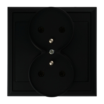 Gniazdo podwójne p/t 2x2P+Z Luna, 16A, 250V, PT-6LR, czarny