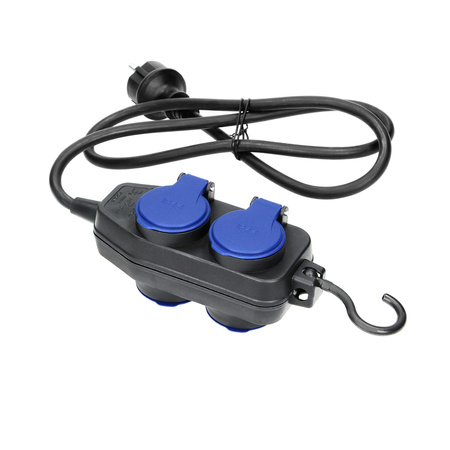 Przedłużacz warsztatowy bryzgoszczelny IP44, 4 gniazda (2+2) 2P+Z, IP44, przewód gumowy, H05RR-F 3x1,5mm², długość 5m