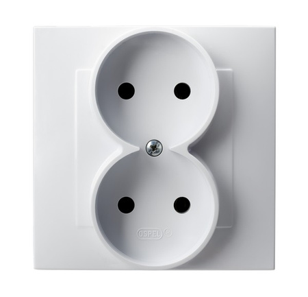OSPEL SZAFIR GP-2Z/00 Gniazdo podwójne kompletne z ramką biały