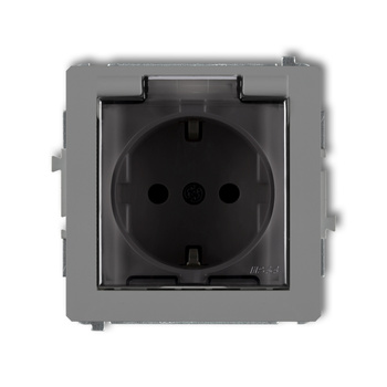 KARLIK DECO 27DGPB-1sdp  Gniazdo bryzgoszczelne z uziemieniem SCHUKO 2P+Z (klapka dymna