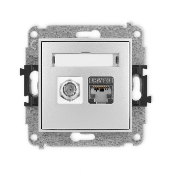 KARLIK MINI 7MGFK-5  Gniazdo antenowe pojedyńcze typu F (SAT) + gniazda komp. poj. 1xRJ45