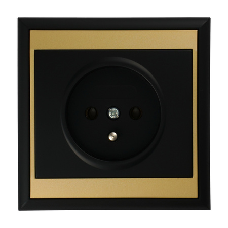 Gniazdo pojedyncze p/t 2P+Z Luna, 16A, 250V, PT-16L, czarny/złoty