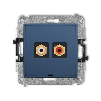 KARLIK MINI 64MGRCABO-2 Mechanizm gniazda podwójnego RCA, bez pola opisowego (typu cinch - biały i czerwony, pozłacany)