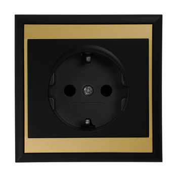 Gniazdo pojedyncze p/t 2P+Z, Schuko Luna, 16A, 250V, PT-17L, czarny/złoty