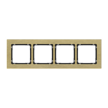 KARLIK DECO 8-12-DRA-4 Ramka uniwersalna poczwórna - aluminium szczotkowane (ramka: kolor mosiężny; spód: czarny)