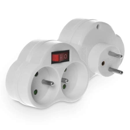 Plastrol R-270WS Rozgałęźnik podwójny z wyłącznikiem 2x2P+Z 16A W-01144