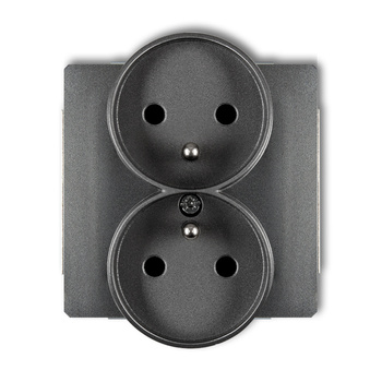 KARLIK DECO 11DGPR-2zp Gniazdo podwójne do ramki z uziemieniem 2x(2P+Z) (przesłony torów prądowych)