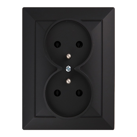 Gniazdo podwójne p/t 2x2P+Z Pearl, 16A, 250V, PT-6 P, czarny