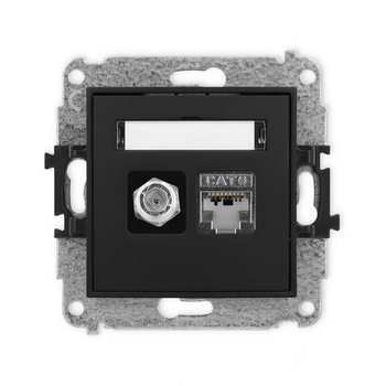 KARLIK ICON 12IGFK-5  Gniazdo antenowe pojedyńcze typu F (SAT) + gniazda komp. poj. 1xRJ45