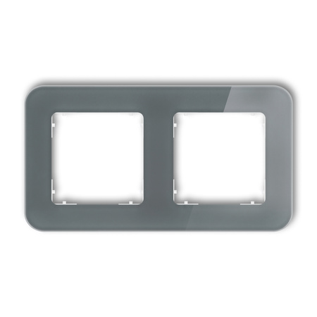 KARLIK ICON 28-0-IRSZ-2 Ramka uniwersalna podwójna zaokrąglona - efekt szkła (ramka: grafitowa; spód: biały)