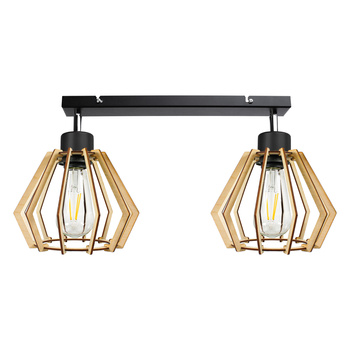 SOLIN oprawa ścienno-sufitowa, moc max. 2x60W, E27, czarna, drewno