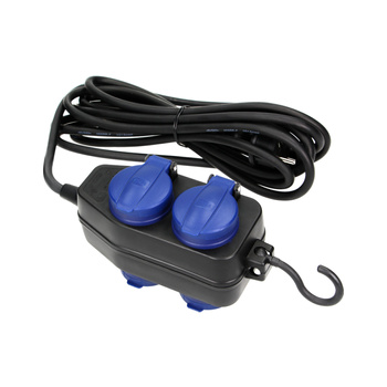 Przedłużacz warsztatowy bryzgoszczelny IP44, 4 gniazda (2+2) 2P+Z IP44, schuko, przewód gumowy, H05RR-F 3x1,5mm², 10m