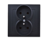 OSPEL AS GP-2GZ/33 Gniazdo podwójne z uziemieniem czarny metalik