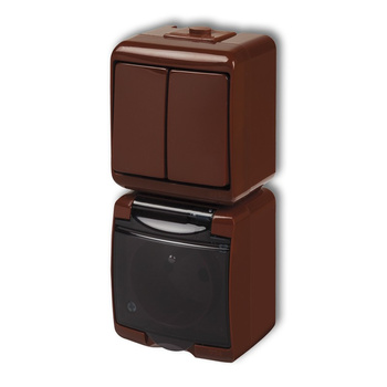 KARLIK JUNIOR 4WGHP-2d Łącznik świecznikowy z gniazdem pojedynczym z uziemieniem 2P+Z (klapka dymna; bez przesłon)