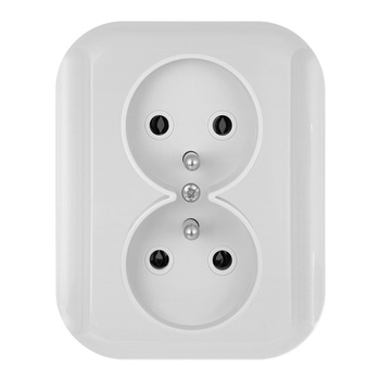 Gniazdo podwójne p/t 2x2p+Z 16A, 250V, TOPAZ, biały