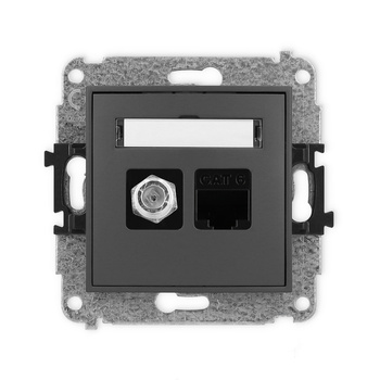 KARLIK MINI 28MGFK-3  Gniazdo antenowe pojedyńcze typu F (SAT) + gniazda komp. poj. 1xRJ45