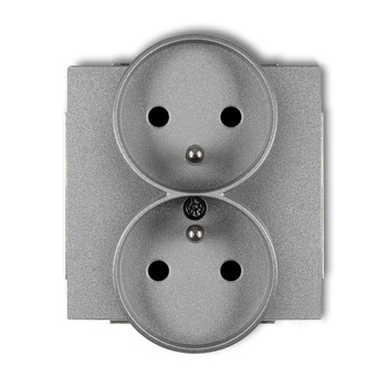 KARLIK DECO 7DGPR-2zp  Gniazdo podwójne do ramki z uziemieniem 2x(2P+Z) (przesłony torów prądowych)