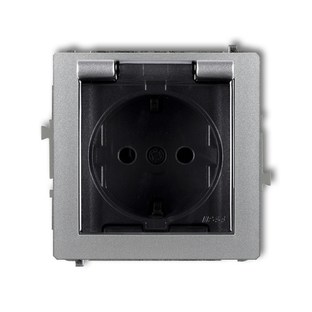 KARLIK DECO 7DGPB-1sdp  Gniazdo bryzgoszczelne z uziemieniem SCHUKO 2P+Z (klapka dymna