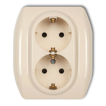 KARLIK TREND 1GP-2sp  Gniazdo podwójne z uziemieniem SCHUKO 2x(2P+Z) (przesłony torów prądowych)