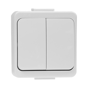 Łącznik podwójny n/t 10A, 250V,  świecznikowy IP44, SMART, biały